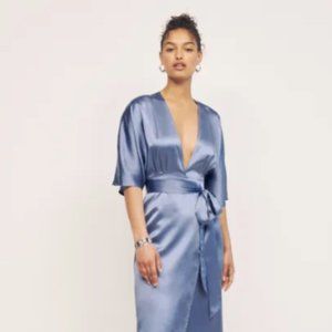 Reformation Hedi Blue Silk Dress Size 6 NWT